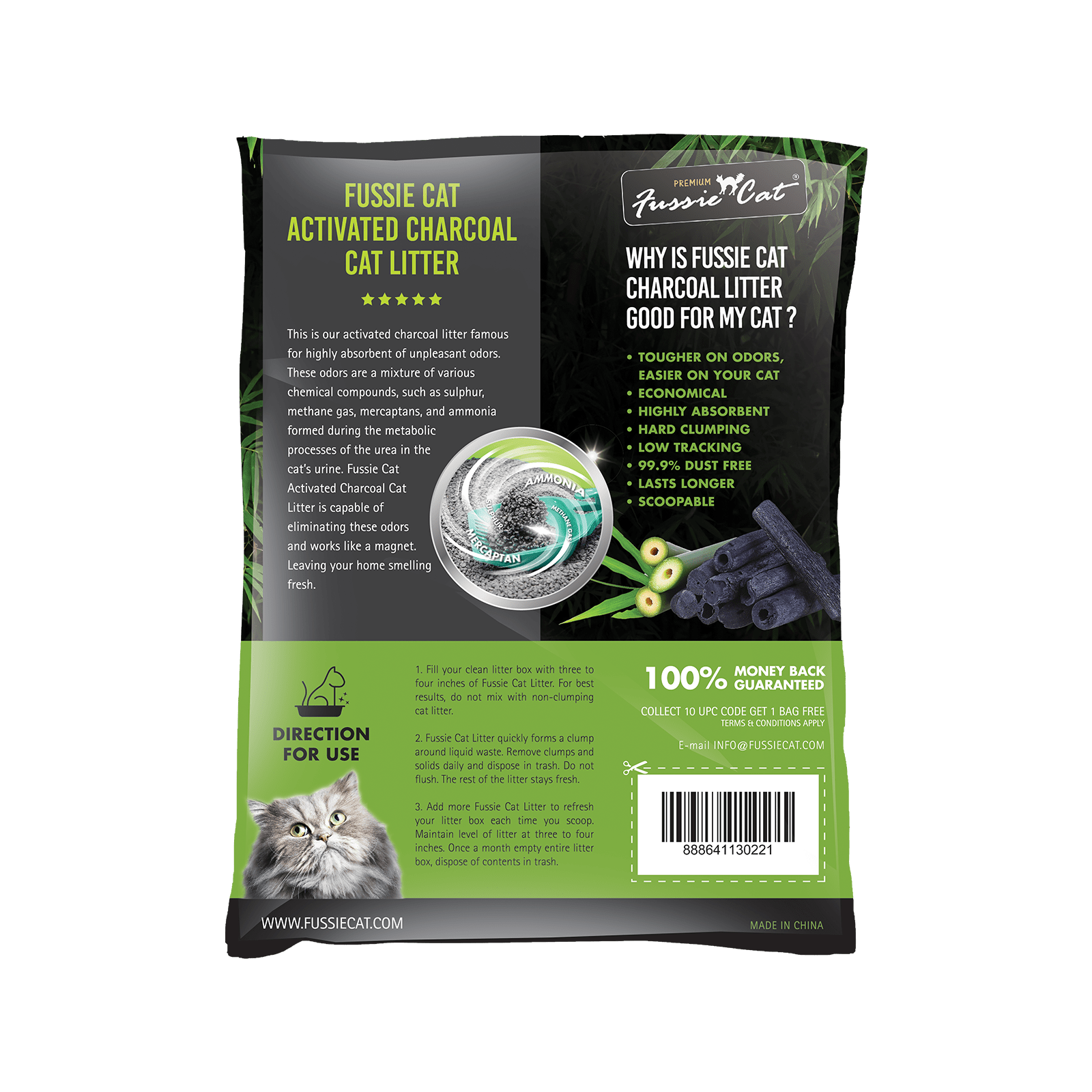 Buy Fussie Cat Bentonite Litter Activated Charcoal-10L Pets