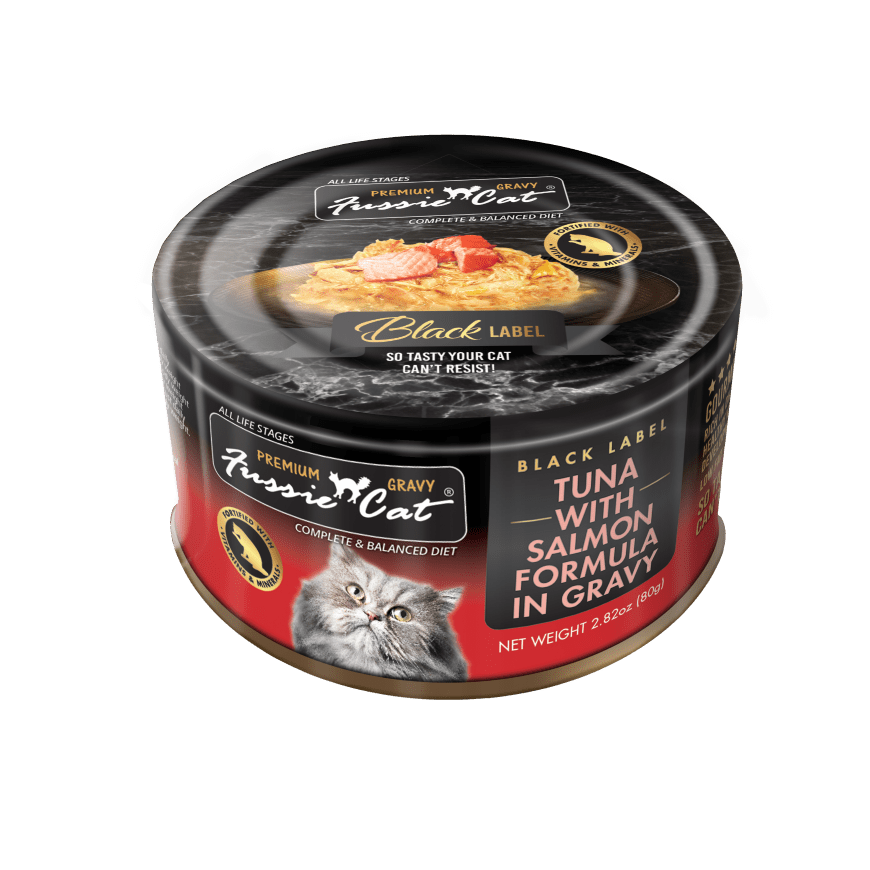 Fussie Cat Black Label Tuna with Salmon Formula in Gravy