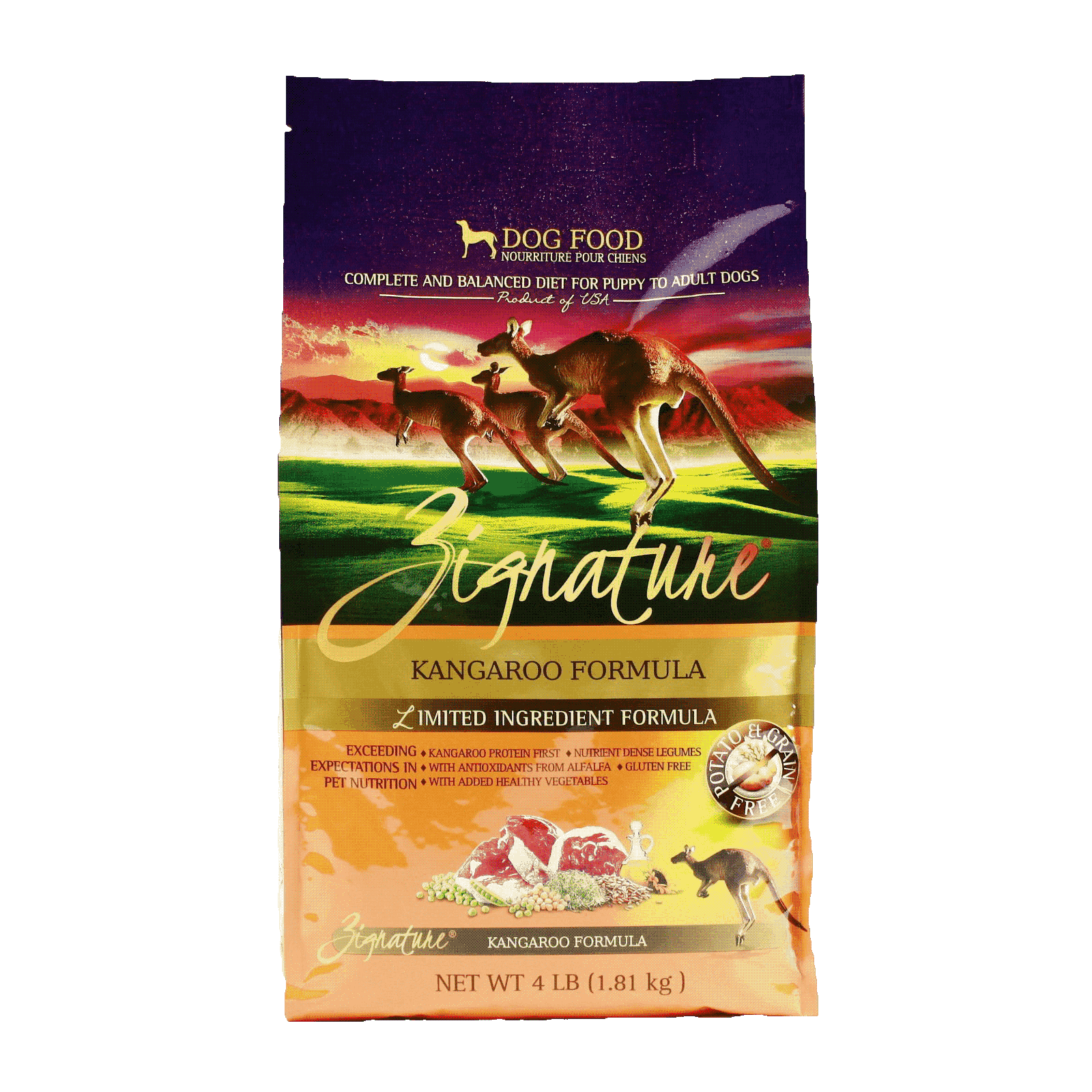 Zignature Grain Free Kangaroo Formula with Probiotics Dog Dry Food | Hypoallergenic, Tear Stains, Sensitive Stomach