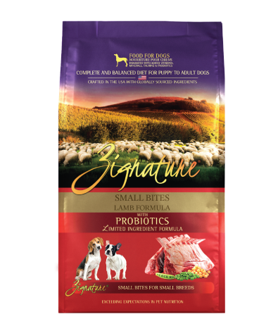 Zignature Grain Free Lamb Formula with Probiotics Small Bites Dog Dry Food | Hypoallergenic, Tear Stains, Sensitive Stomach