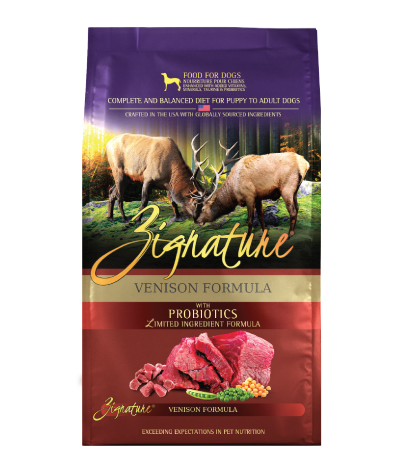 Zignature Grain Free Venison Formula with Probiotics Dog Dry Food | Hypoallergenic, Tear Stains, Sensitive Stomach